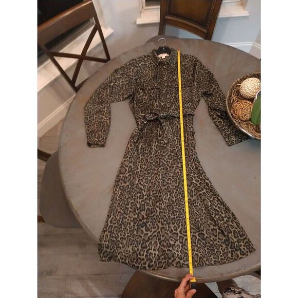 Michael Kors Leopard Button-down Collared dress green medium business Classic - Picture 6 of 11